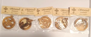 Olivewood Ornament 5 Set Holyland Gifts Made in Bethlehem Brand NEW In Packaging - Picture 1 of 4