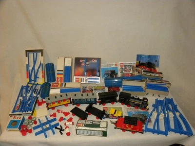 VINTAGE LOT JOUET TRAIN LEGO SYSTEM SET 182 LOCOMOTIVE WAGON 183 RAIL ACCESSOIRE - Photo 1/4