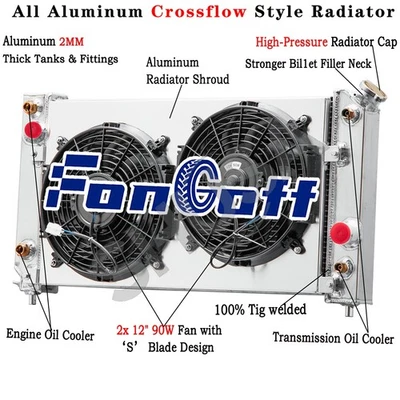 3Row Radiator&Shroud Fan Fit 1994-1995 Chevy Blazer S10 GMC Sonoma Jimmy 4.3L V6 - Image 1 of 4