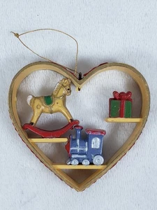 Vintage Regency Blumen Diorama Herz Weihnachtsschmuck Pferd Geschenk Zug - Bild 1 von 6