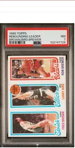 New Slab! 1980 TOPPS REBOUNDING LEADER BROWN / BIRD ROOKIE RC / BREWER PSA 7 - Picture 1 of 2