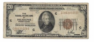 1929 $20 National Currency Federal Reserve Bank of Philadelphia - Picture 1 of 2