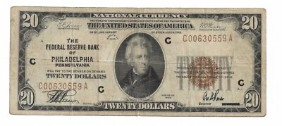 1929 $20 National Currency Federal Reserve Bank of Philadelphia - Image 1 of 2