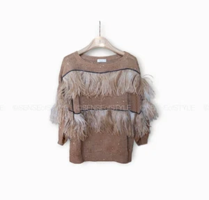 Brunello Cucinelli Sweater Top Brown Pullover Women's Knit Monili size S 40 - Picture 1 of 10