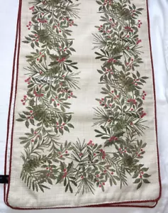 CYNTHIA ROWLEY TABLE RUNNER GREENERY RED BERRIES 16 X 72 100% POLYESTER NWT - Picture 1 of 3