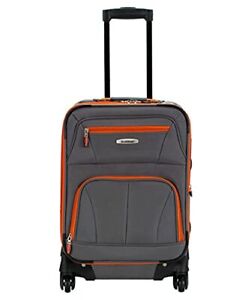 Rockland Pasadena Softside Spinner Wheel Luggage Charcoal Carry-On 20-Inch