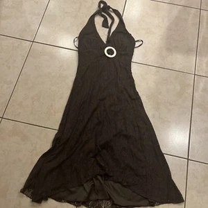 My Michelle Vintage Y2K Braun Neckholder Kleid Boho Beachy M Perle O Ring - Bild 1 von 2