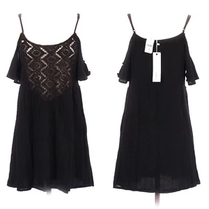 LF Millau Women’s Size Small Black Lace Sheer Bodice Cold Shoulder Mini Dress - Picture 1 of 12