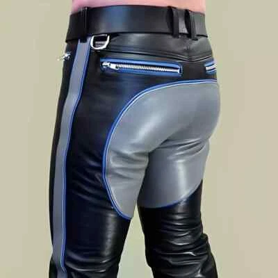 Mens Genuine Leather Pants Punk Kink Jeans Bikers Leather Trousers Gay BLUF Pant - Image 1 of 4