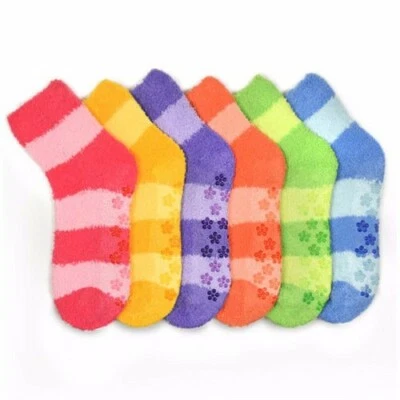  Lot 3 Pair's Women Mixed Stripe Fuzzy Cozy Soft Non Skid Winter Socks SZ 9-11  - Image 1 of 2