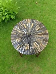18" Round Elegant Tiger Eye Corner Table Top Handmade Luxury Cafeteria Furniture - Picture 1 of 7