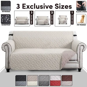Sofa Slip Covers Reversible Waterproof Quilted Throw Pet Protector Couch Cover - Picture 1 of 157