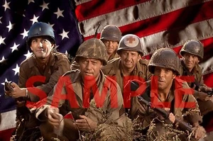 Combat TV Show Actors Vic Morrow, Rick Jason & Fellow Crew Photo Color 8" X 10" - Picture 1 of 1