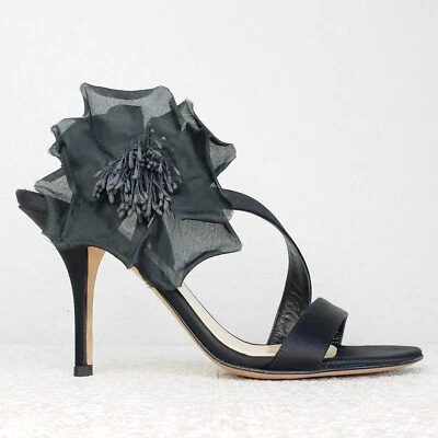 Kate Spade Strappy Stiletto Heels Pumps Women's 7 Satin Leather Sandals Flower - Image 1 of 4