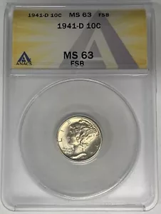 1941-D Mercury Dime 10c Coin ANACS MS 63 FB - Picture 1 of 2