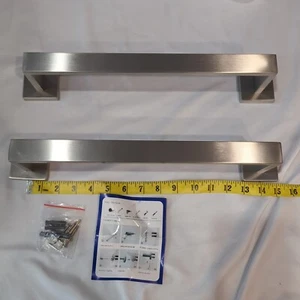 Set Of 2 Brushed Nickel 14" Towel Bar Wall Mounted Towel Rack Bathroom 1 1/4 Wid - Picture 1 of 12