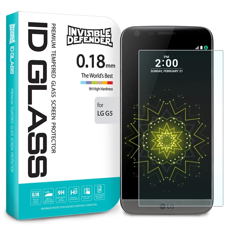 Protector de pantalla de vidrio templado para LG G5, Ringke Invisible Defender Foto 1 de 4