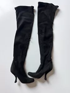 Vintage ALAÏA Suede Thigh High Lace Up Boots - Picture 1 of 4