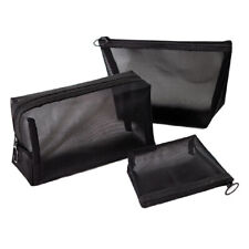 Black Mesh Makeup Bags See Through Zipper Pouch Travel Cosmetic and Toilet Bag/