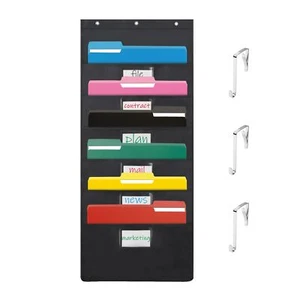 Black Hanging Wall File OrganizerPocket Chart for Classroom6 Pockets for File... - Picture 1 of 6