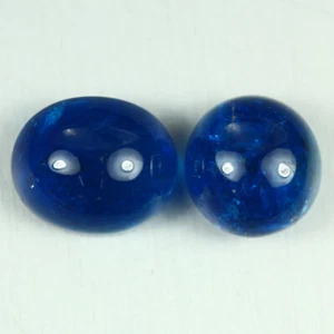 8.750 Cts AMAZING ROYAL NEON BLUE COLOR 100% NATURAL APATITE OVAL CABOCHAN 2 PCS - Picture 1 of 1
