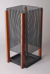 Mid-Century Schirmständer 60er Teak Kubismus im Stil v. J. Hoffmann - Bild 1 von 6