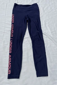 UNDER ARMOUR Women's HeatGear compression Leggings Pants Mesh Spellout Logo XS - Picture 1 of 11