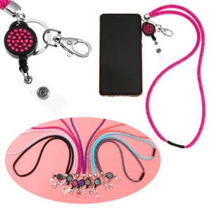Rhinestone Bling Crystal Lanyard ID Card Holder Neck Strap Clip Hanging Rope - Photo 1 sur 19