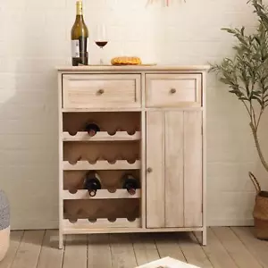 Wine Cabinet 4 Tier 2 Storage Drawers Solid Wood Cupboard Fully Assembled - Picture 1 of 5
