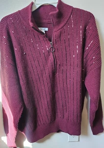 Women's NINE WEST Zippered Sweater Fig Maroon Red Size XXL Very Nice Looking - Picture 1 of 5