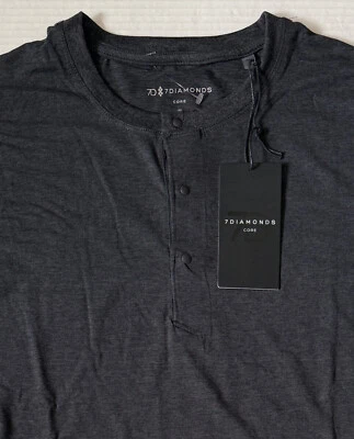 Camisa masculina cinza manga longa Henley Performance 7 DIAMONDS Core - Pequena - Nova com etiquetas - Imagem 1 de 4