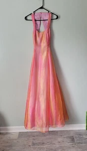 L.A. Glo Formal Gown Vintage Y2K Women's 5/6 Orange Sleeveless Laced Back Maxi - Picture 1 of 10
