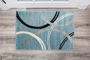 Modern Wavy Circles Design Area Rug 2' X 3' Blue - Picture 1 of 12