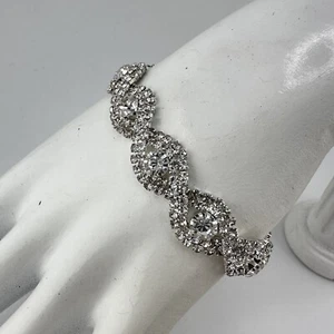 Vintage Stil Strass Krappen Set Kreuz Silberfarben 6,5”-8,5” Armband - Bild 1 von 6