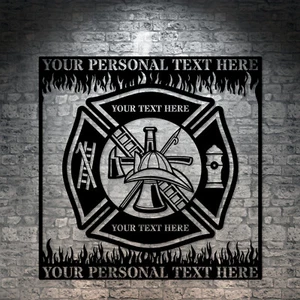 Personalized Fireman Name Metal Sign Gift. Custom Firefighter Wall Decoration - Picture 1 of 5