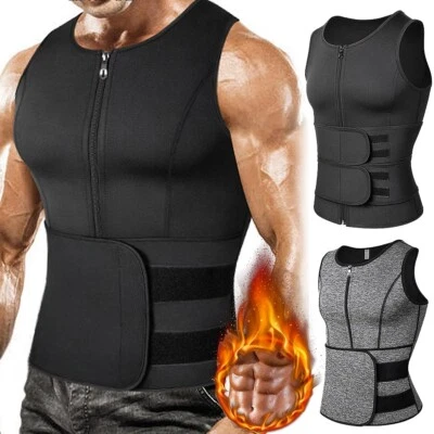 Men's Neoprene Sauna Sweat Vest Body Shaper Waist Trainer Fat Burner Lose Weight - Image 1 of 4