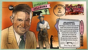 Bevil GFA Greetings From Oklahoma Will Rogers 46th State 2002 FDC Sc 3596 - Picture 1 of 7