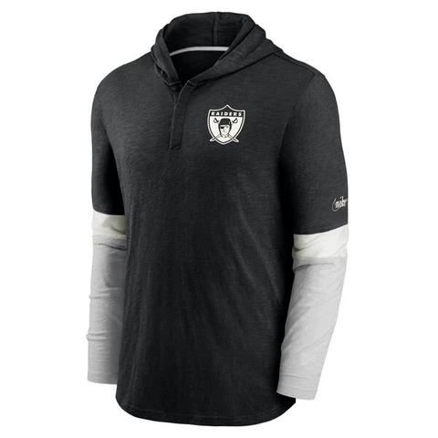Nike Men’s Las Vegas Raiders Fan Gear Throwback Mascot Henley Hoodie Large L Cover