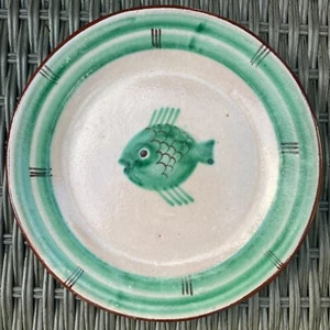 VINTAGE I C S ITALIA ITALY STUDIO POTTERY RUSTIC FISH DESIGN 22.5cm PLATE VGC - Picture 1 of 8