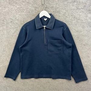 Arket Jumper Para Hombres Pequeño Azul 1/4 Cremallera Media Cremallera Pullover Sudadera Polo Top - Imagen 1 de 9