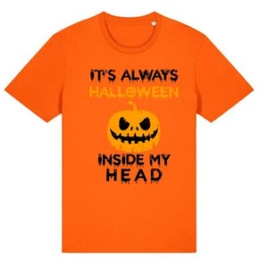 Its Always Halloween Inside My Head Pumpkin Design T Shirt,Scary Blood,Gift Top - Picture 1 of 4
