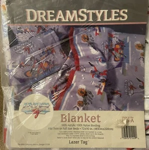 Vintage Lazer Tag Decke 1986 DreamStyles 72" x 90" Twin/Full Rare - Bild 1 von 3