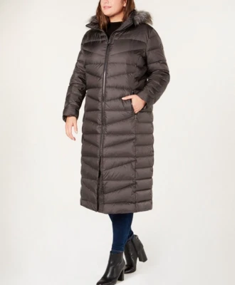CALVIN KLEIN FAUX-FUR-TRIM HOOD MAXI LONG WINTER COAT SIZE US XXL 18-20 RRP$500 - Image 1 of 4