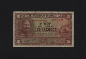 Portugal Portugiesisch GUINEA 10 ESCUDOS 1937 P-21 SELTEN SS ULTRA RARE - Bild 1 von 2