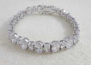 18K White Gold Filled Stunning Italian Simulated Diamond 18ct Bracelet 18cm - Picture 1 of 11