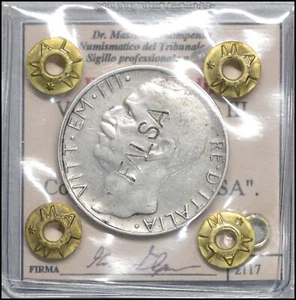 Regno italia Falso d'epoca 10 lire 1927 Contromarca FALSA Rara Vittorio Emanuele - Foto 1 di 5