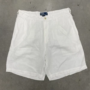 Polo Ralph Lauren Tyler Short Pleated Linen Casual Preppy Cruise White 34 - Picture 1 of 6