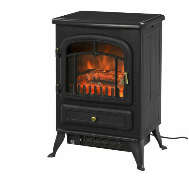 Homcom 1850W Electric Fireplace with Burning Log - Black (820-038)