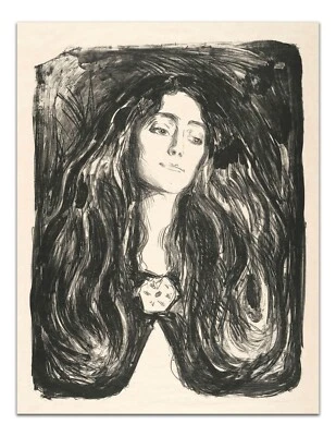 Edvard Munch EL BROCHE Eva Mudocci (1903) Vintage 17x22" Impresión Artística Premium Foto 1 de 3