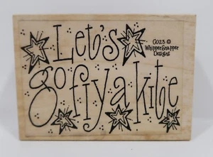 Sello de goma Whipper Snapper Designs de 1990, C023 Lets Go Fly a Kite - Imagen 1 de 3
